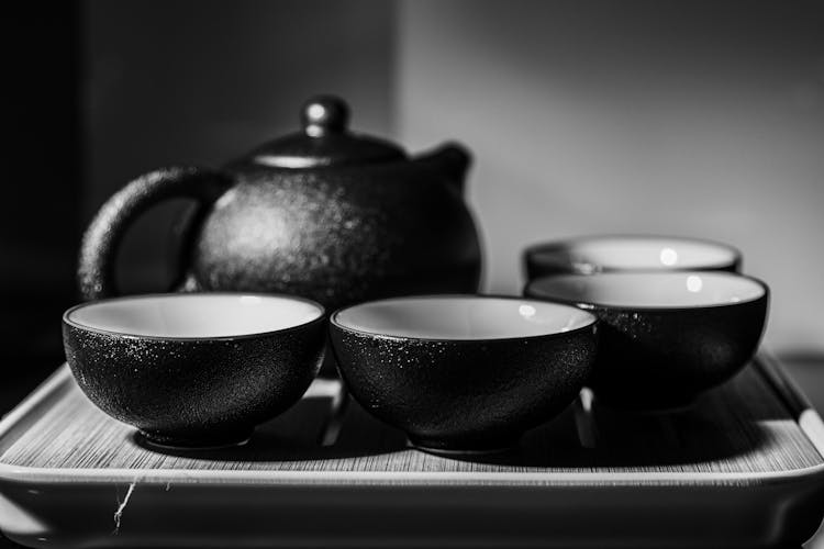 Black Tea Set On A Tray