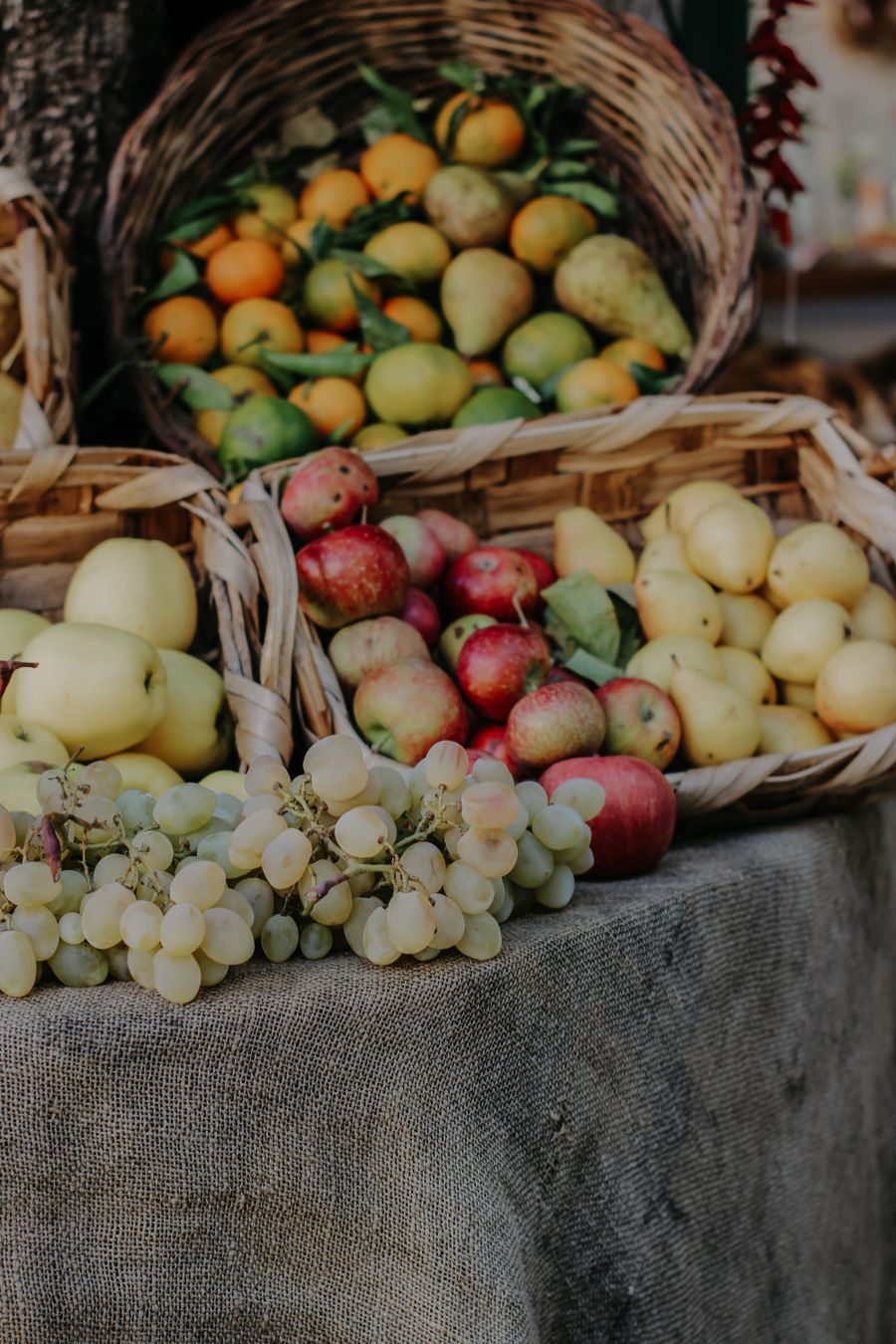 Seasonal fruit and grapes