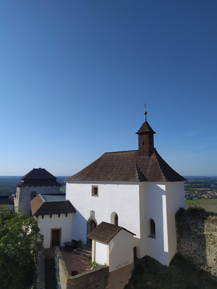 White Church With Black Rooftop