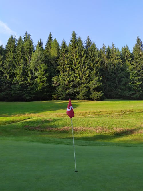 Red Flag in a Hole at a Golf Course