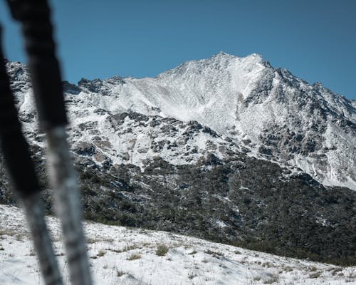 Free stock photo of snow capped mountain, trekking poles