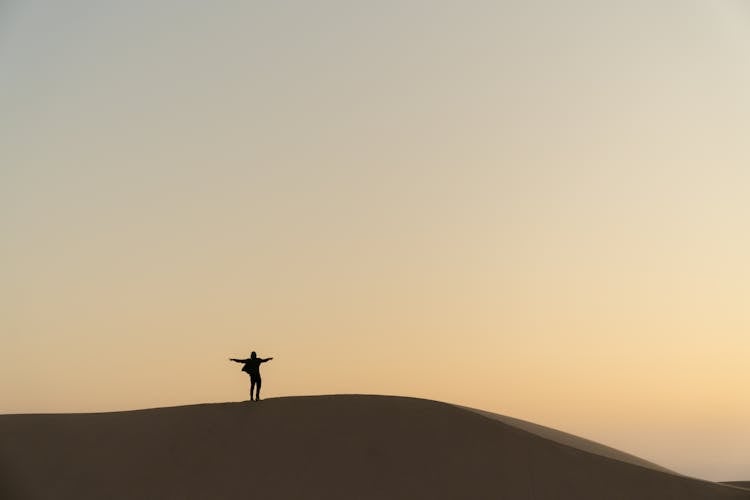 A Silhouette Of Person In A Desert