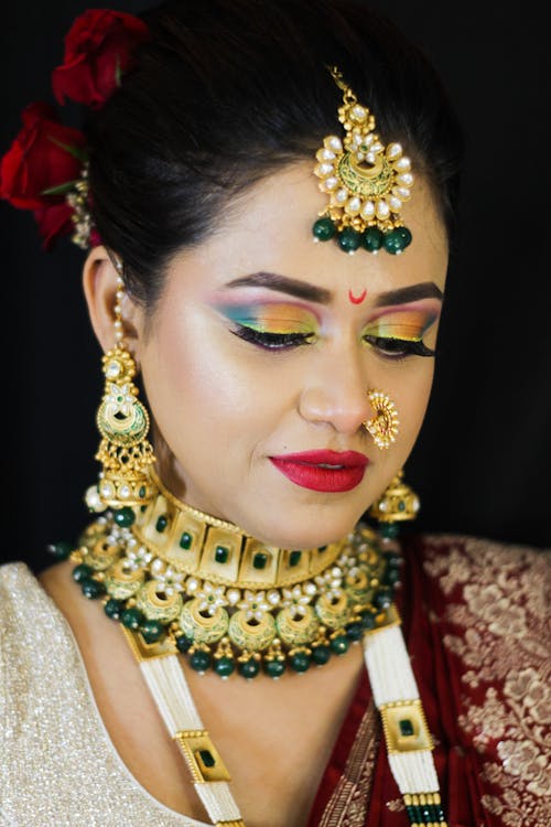 Woman Face with Golden Jewelry