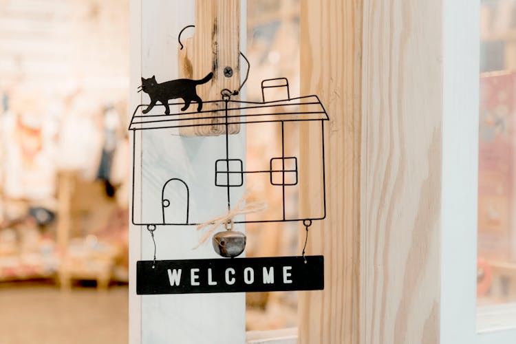 Black Steel Welcome Hanging Signage