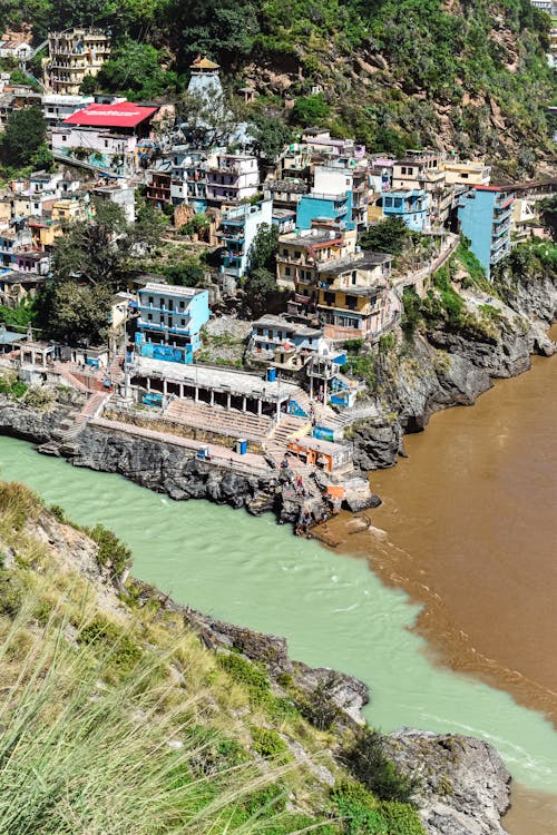 alaknanda, bhagirathi, dikey atış içeren Ücretsiz stok fotoğraf