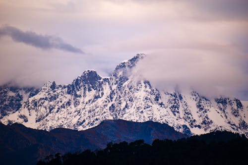 多雲的, 大雪覆盖, 山 的 免费素材图片