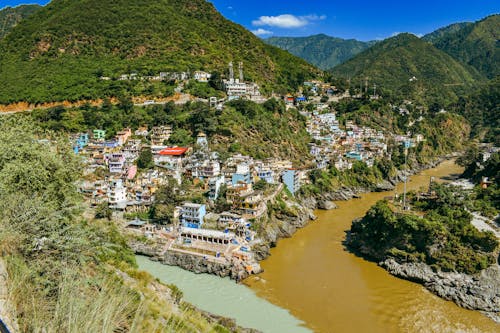 Mountain Town on Summer Day