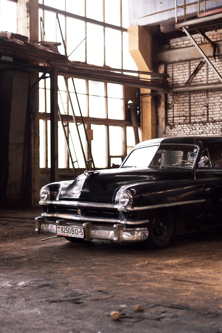 Black Car Parked Inside The Garage