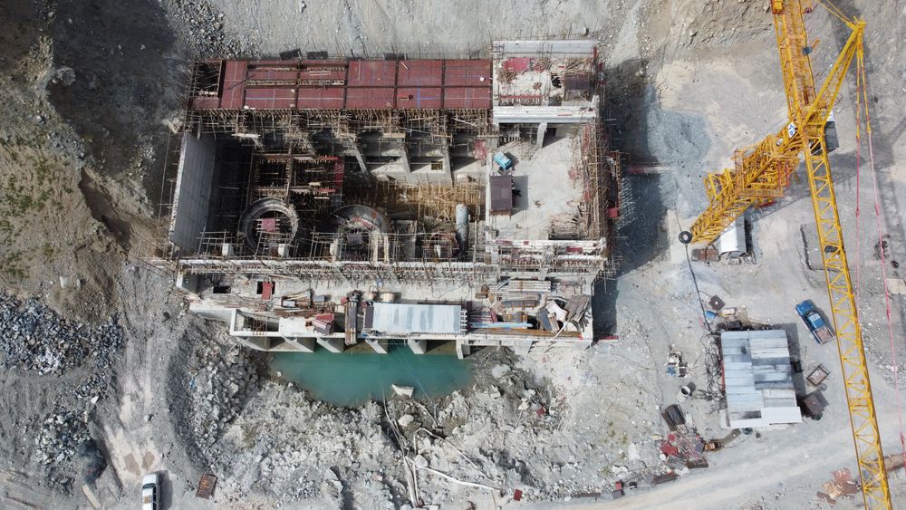 Aerial drone view of a construction site in Pakistan