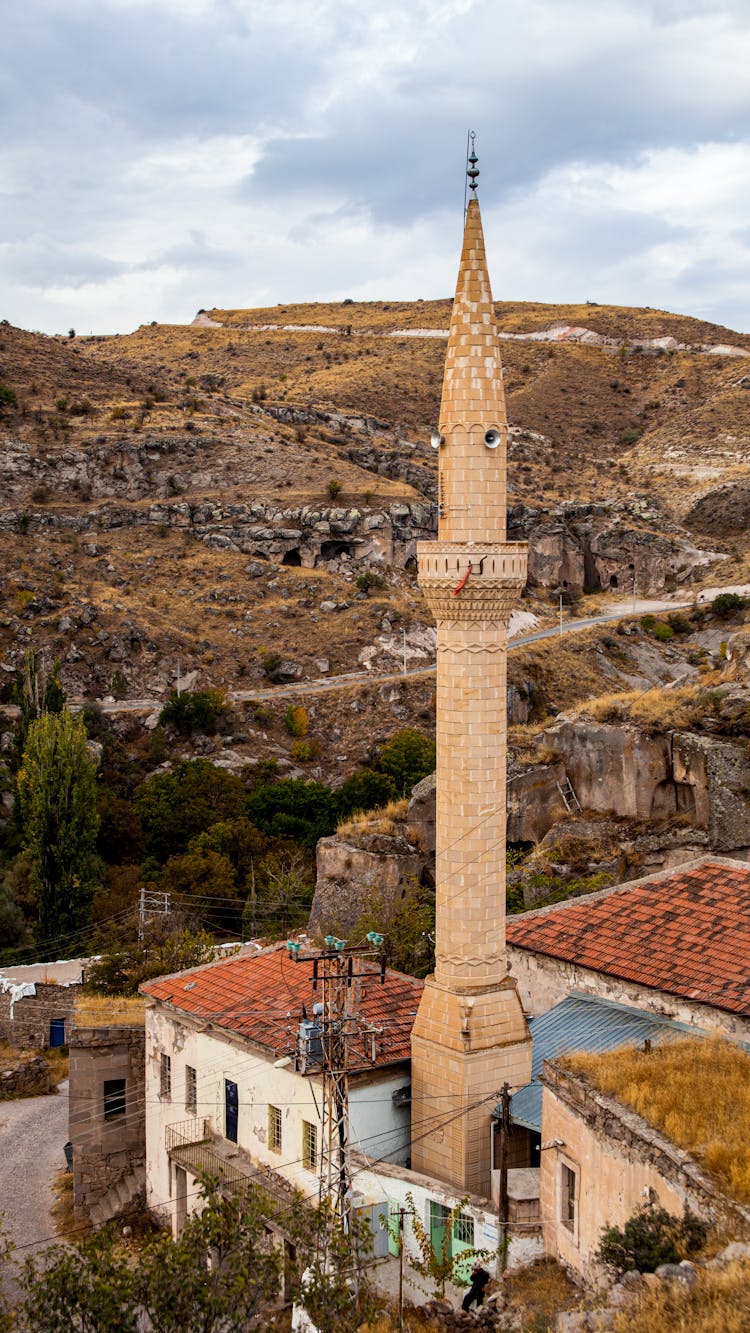 Aerial View Of Brown Minaret