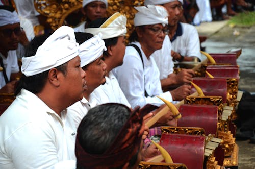 Balinese traditional music ensemble playing gamelan