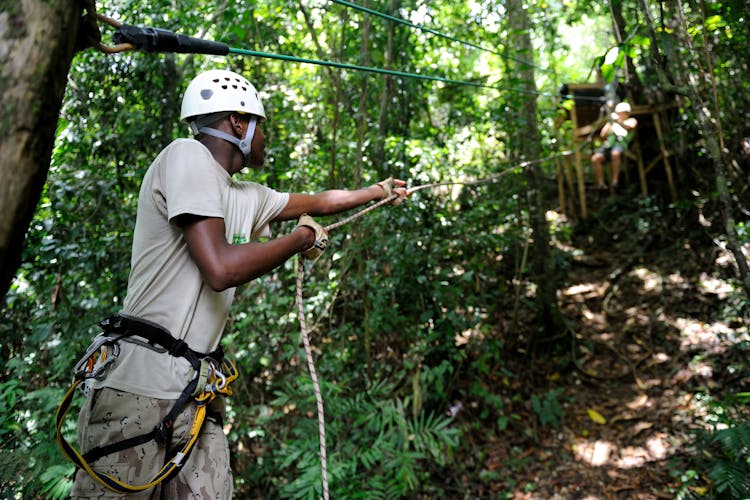 A Man Holding A Rope