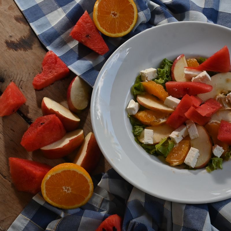 Watermelon Strawberry Feta Salad