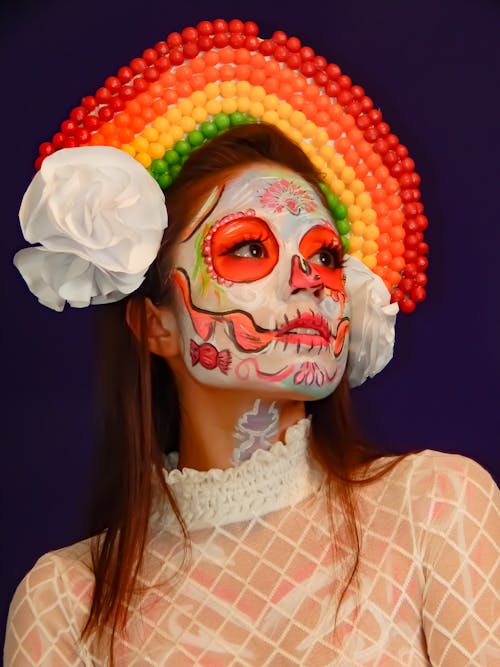 Woman Wearing Dia De Los Muertos Makeup
