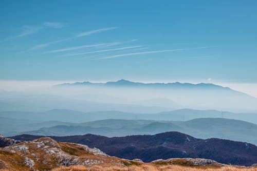 Mountains Under the Blue Sky