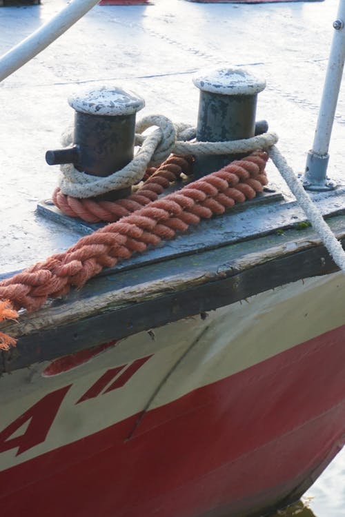 Brown Rope on Mooring Bollards