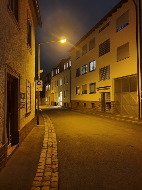 Empty Street in Town at Night