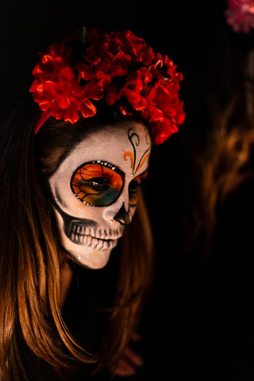 Foto d'estoc gratuïta de calavera, Corona de flors, dia de la mort