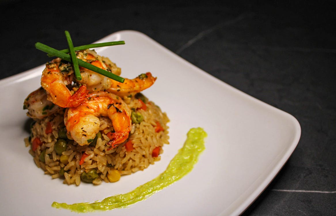 Prawn Fried Rice on a Plate