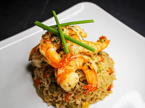 Prawn Fried Rice on a Plate