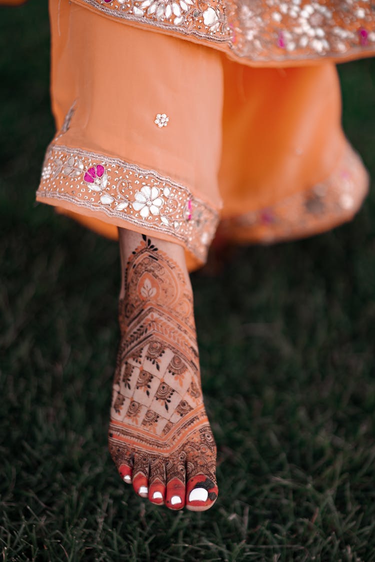 A Person With Henna Tattoo On Foot