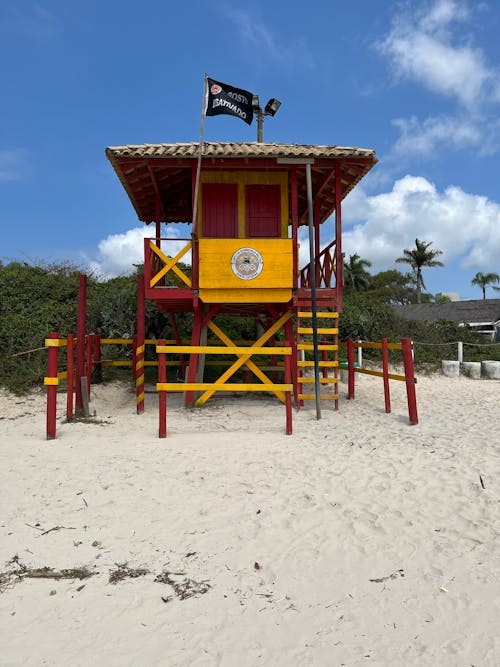 A Wooden Lifeguard Tower on the Sandy Shore