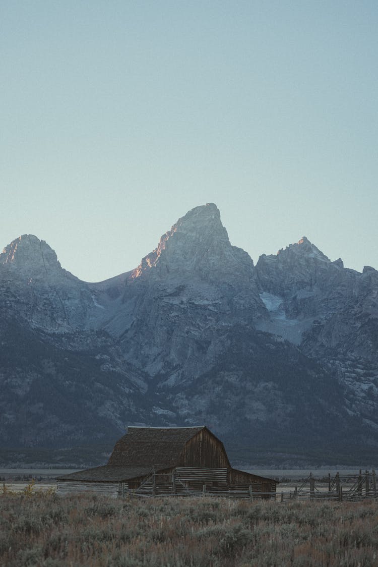 Barn And Mountains