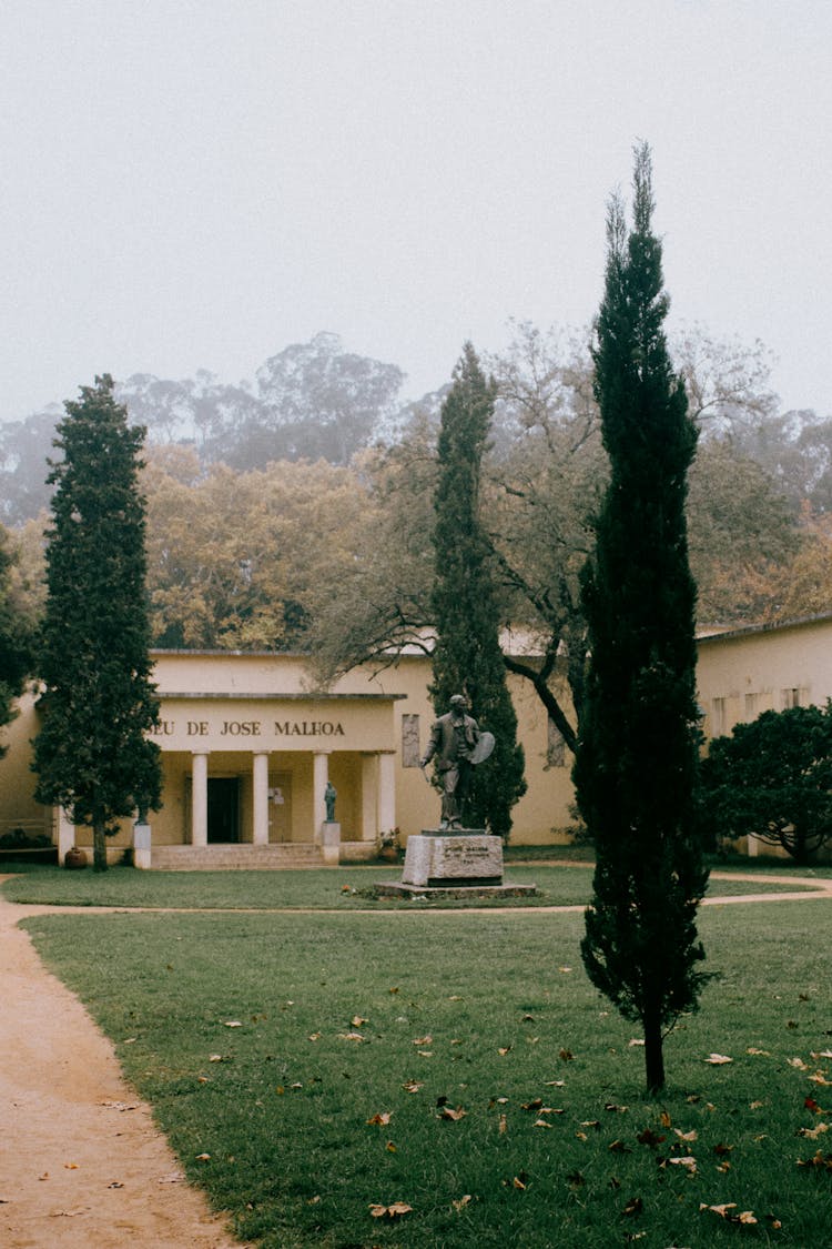 Garden In Front Of The Jose Malhoa Museum In Portugal