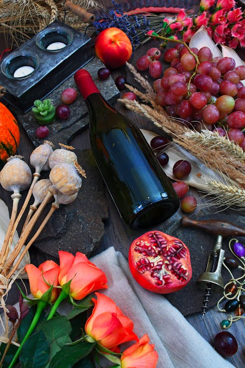 Bottle Beside Grape Fruit