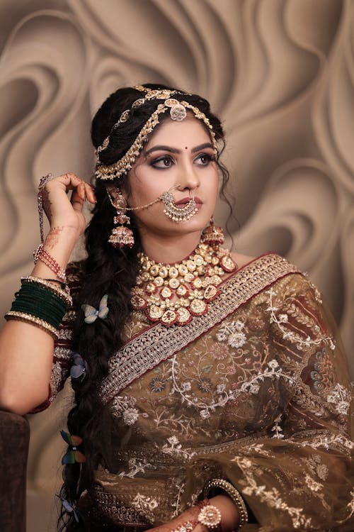 A Woman in Brown Saree