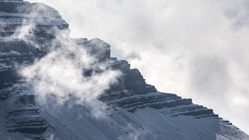 Snow Covered Mountain Under Cloudy Sky