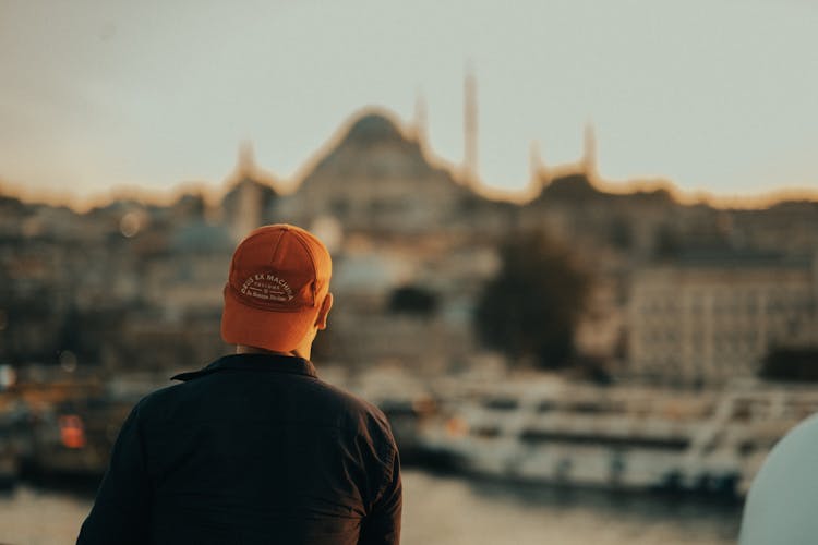 Man And Hagia Sophia In Background