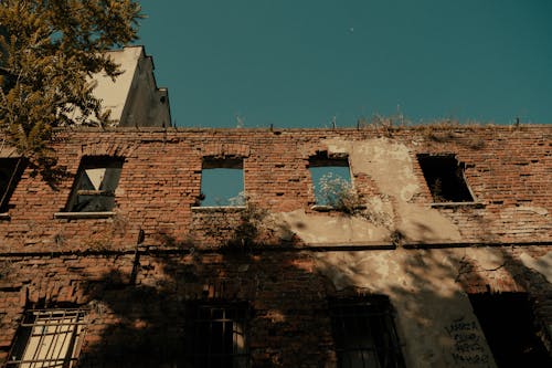 Abandoned Brick Wall Building