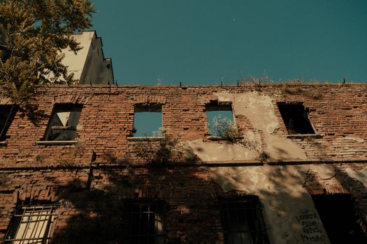 Abandoned Brick Wall Building