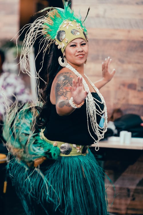 Woman in a Costume Dancing at a Parade