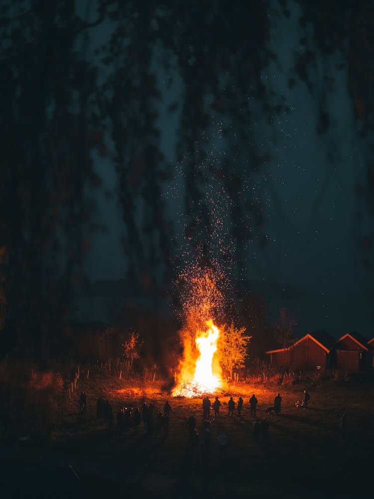 Large Bonfire At Night