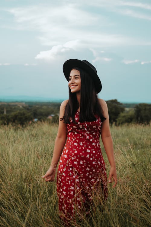 Smiling Woman on Meadow