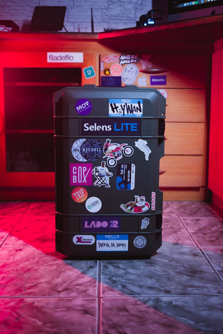 Black Luggage With Stickers