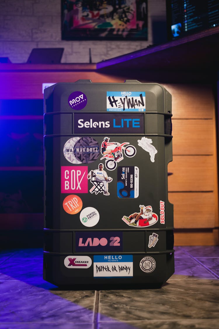 Black Luggage With Stickers