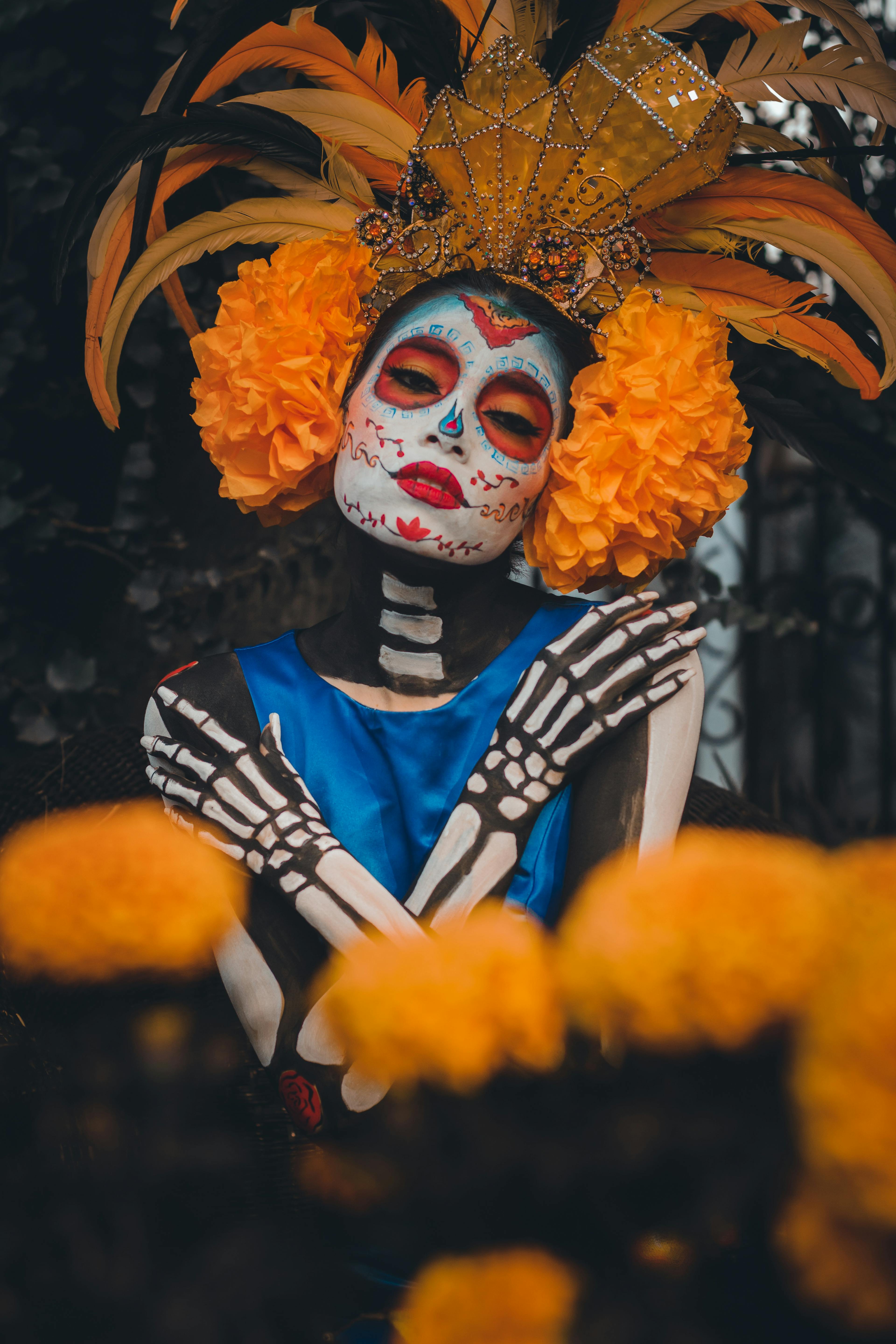 Woman in a Costume for the Day of the Dead Festival 