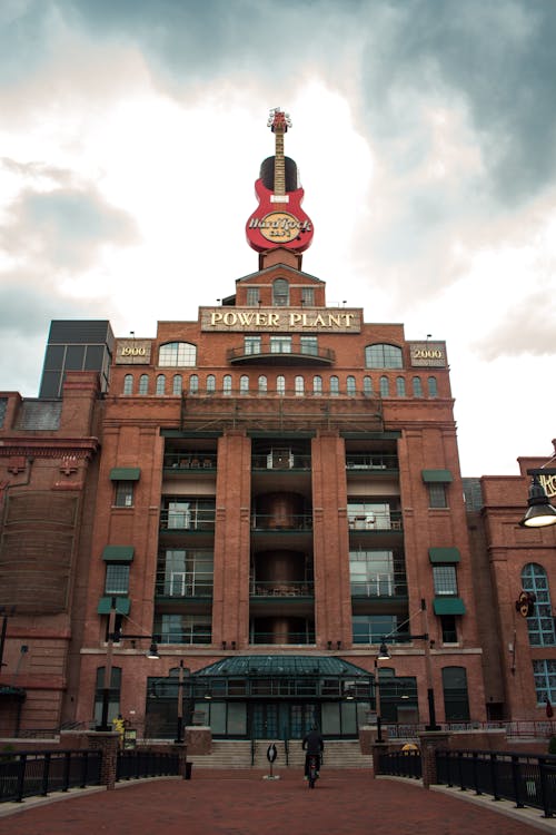 Facade of the Former Power Plant Building with the Hard Rock Cafe in Baltimore, Maryland, USA