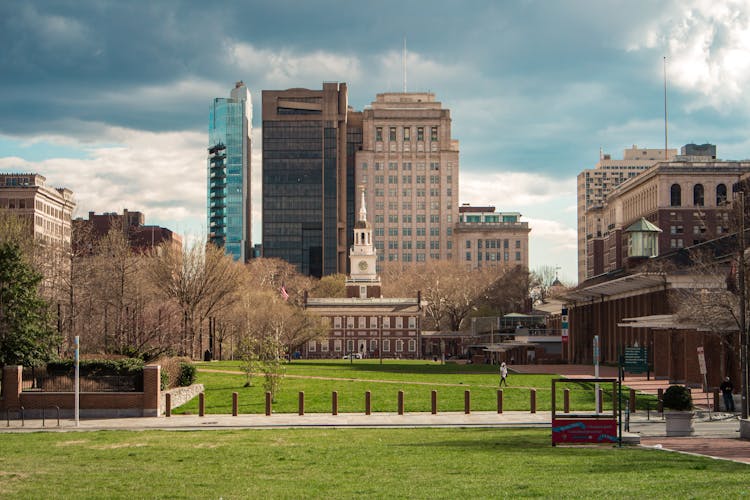 Independence Hall View From Convention Center In Philadelphia Urban Photography 4K Aesthetic Wallpaper Background