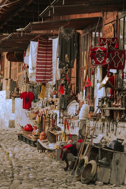 Free Discover the vibrant stalls of Kruja Bazaar with traditional crafts in Durrës County, Albania. Stock Photo