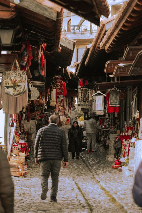 Free Explore the vibrant Krujë Bazaar in Albania, featuring traditional crafts and lively market scenes. Stock Photo