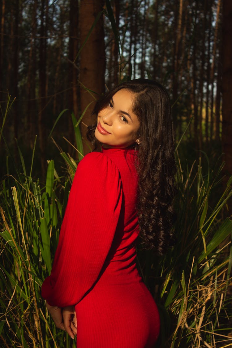 Young Woman Posing In A Forest 