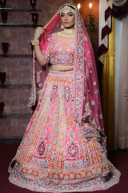 A Woman in Pink Saree
