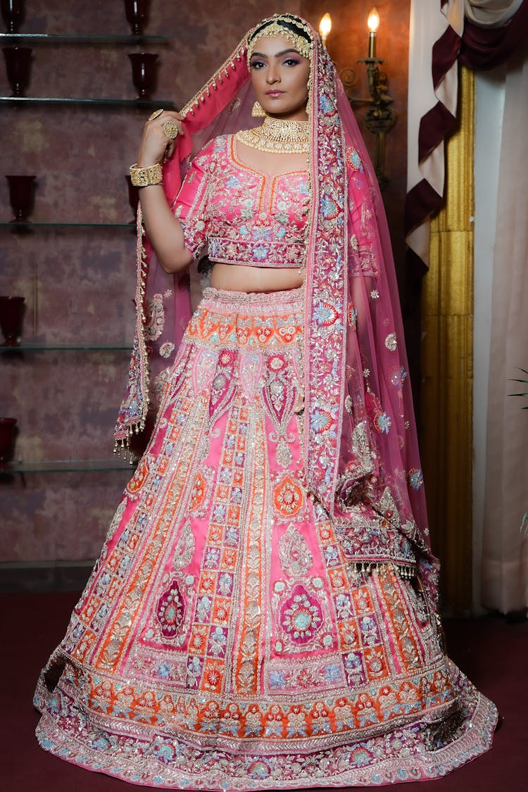 A Woman In Pink Saree