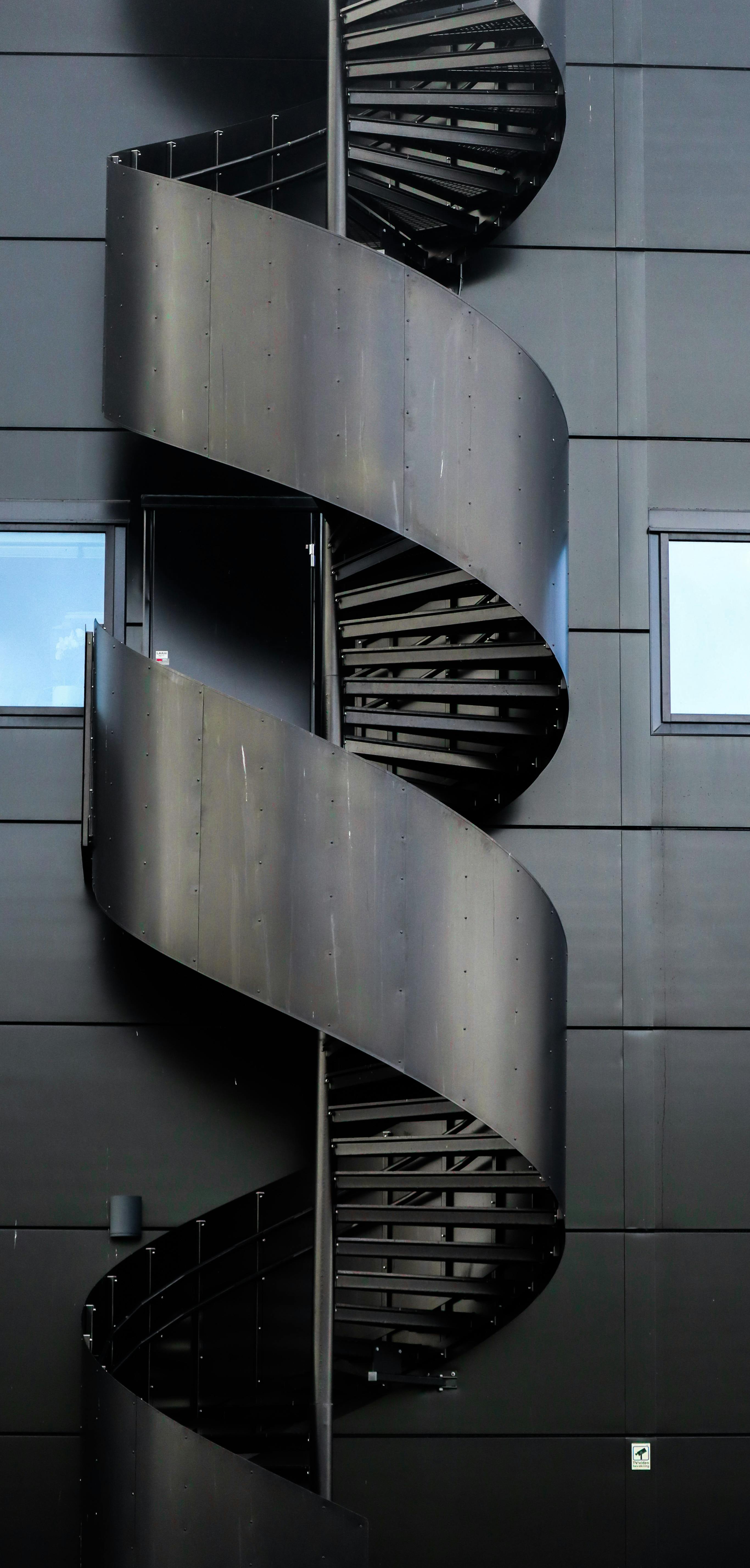 black spiral staircase