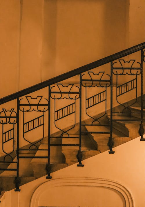 Concrete Stairs With Black Metal Railing