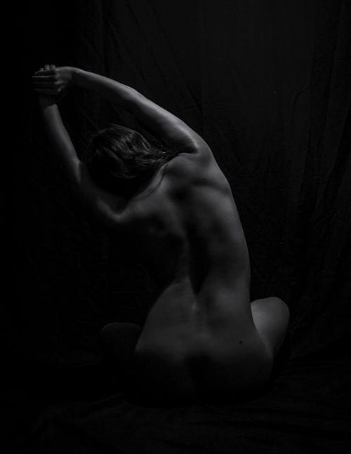 Grayscale Photo of Naked Woman